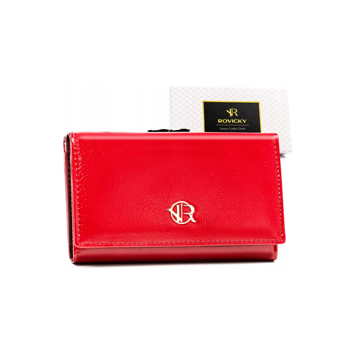 Taška Ženy Peněženky Rovicky Dámská kožená peněženka Mesahi černo-žlutá Červená
