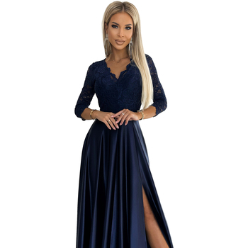 Numoco Dámské společenské šaty Amber granátová Tmavě modrá