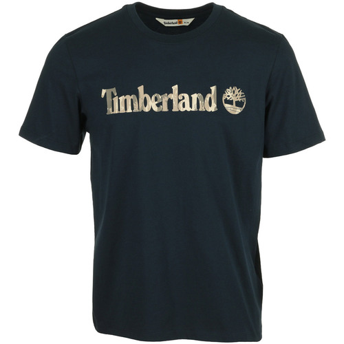Textil Muži Trička s krátkým rukávem Timberland Camo Linear Logo Short Modrá