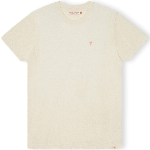 Textil Muži Trička & Pola Revolution T-Shirt Regular 1364 FLA - Off White/Mel Bílá