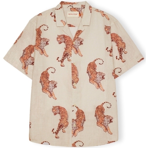 Textil Muži Košile s dlouhymi rukávy Revolution Cuban Shirt S/S 3108 - Offwhite           