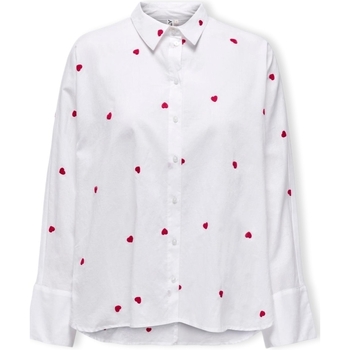 Textil Ženy Halenky / Blůzy Only New Lina Grace Shirt L/S - Bright White/Heart Bílá