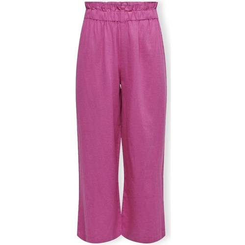 Textil Ženy Kalhoty Only Solvi-Caro Linen Trousers - Raspberry Rose Růžová