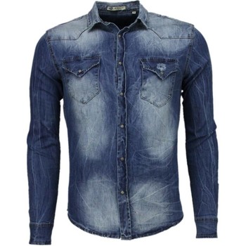 Textil Muži Košile s dlouhymi rukávy Enos 25408116 Modrá