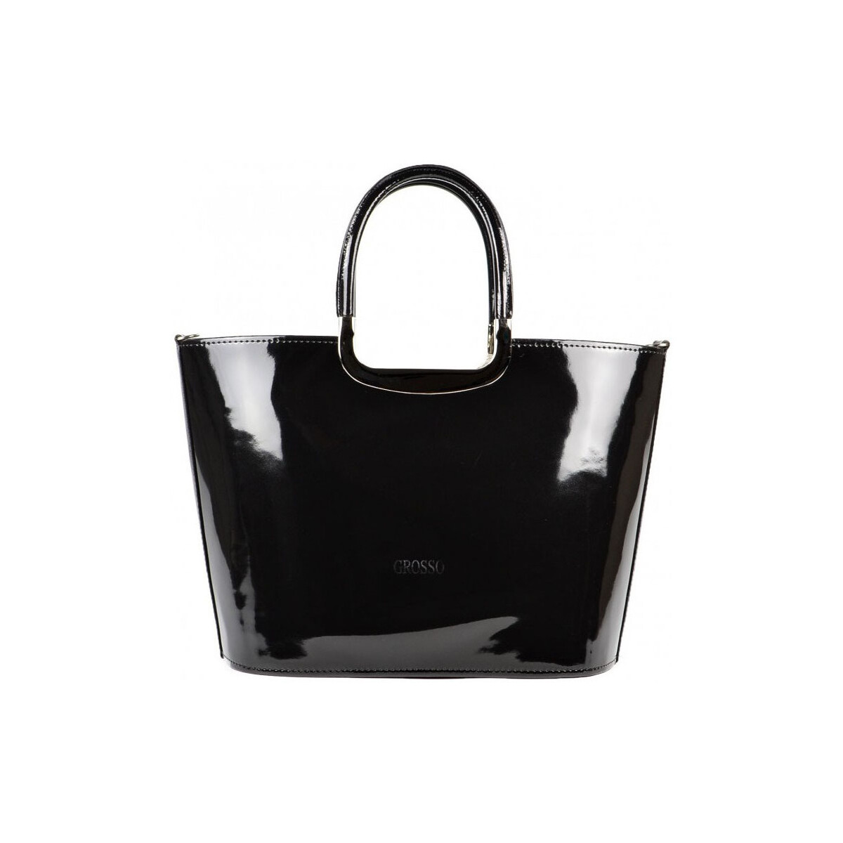 Taška Ženy Kabelky  Grosso Luxusní kabelka černá lakovaná S7 stříbrné kování Černá