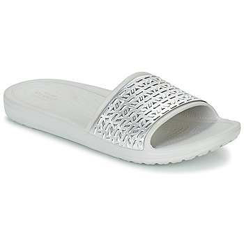 Boty Ženy pantofle Crocs SLOANE GRAPHIC ETCHED SLIDE W Bílá / Stříbřitá