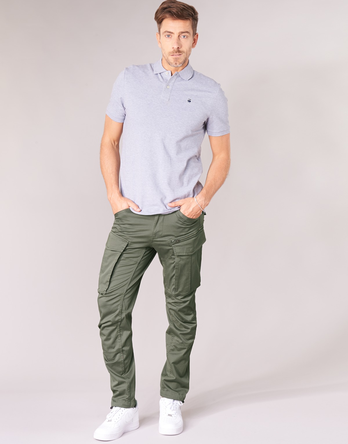 Textil Muži Cargo trousers  G-Star Raw ROVIC ZIP 3D STRAIGHT TAPERED Šedá / Zelená