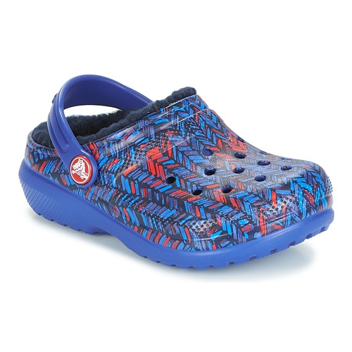 Boty Děti Pantofle Crocs CLASSIC LINED GRAPHIC CLOG K Modrá